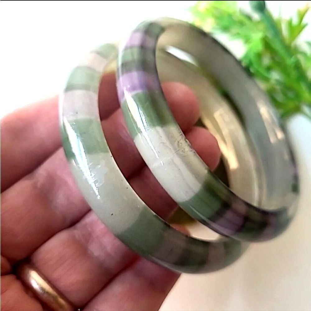 Vintage Lucite Bangle Bracelet sz L XL 2.75"D